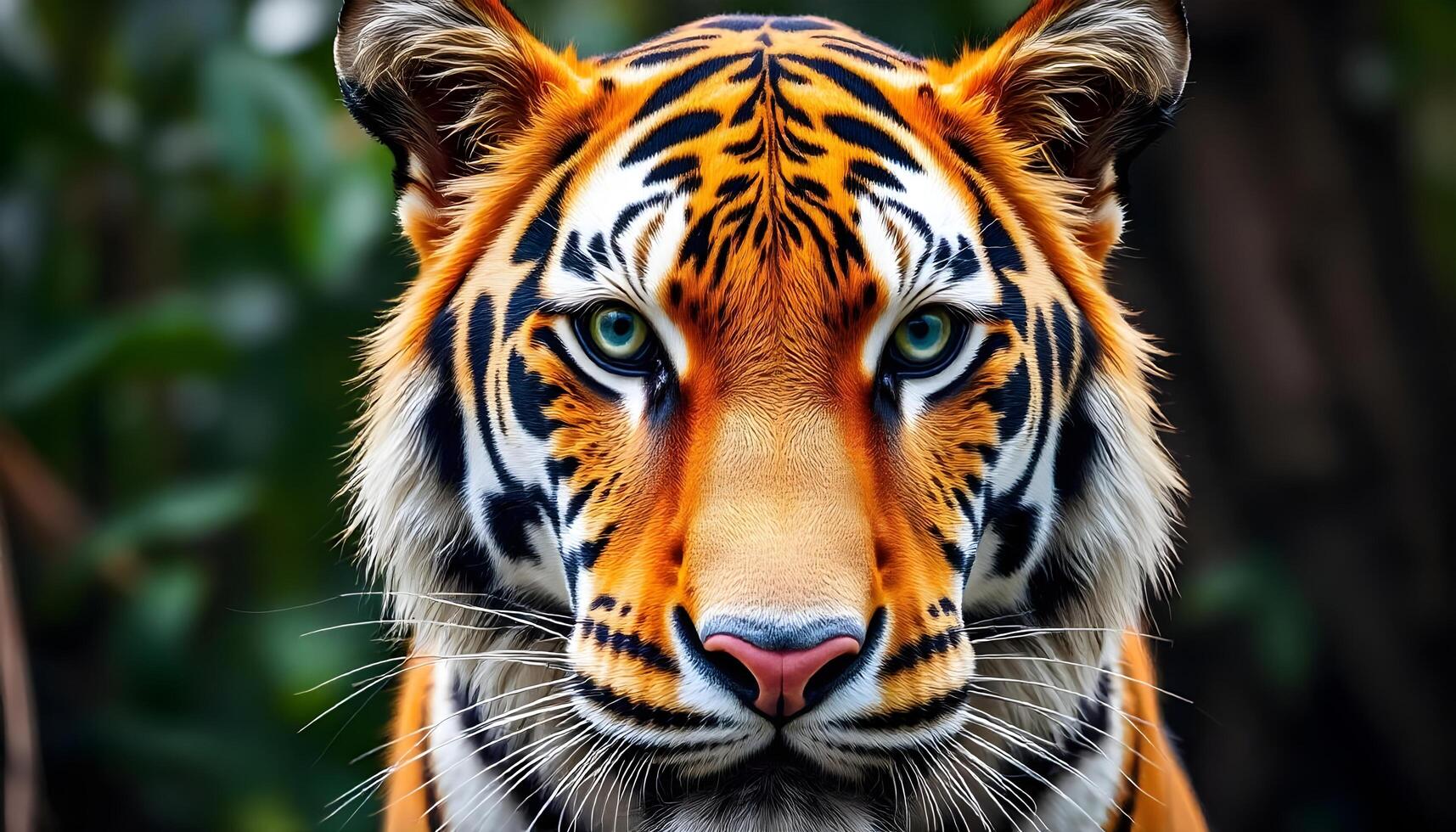 A tiger's face is shown in this image photo