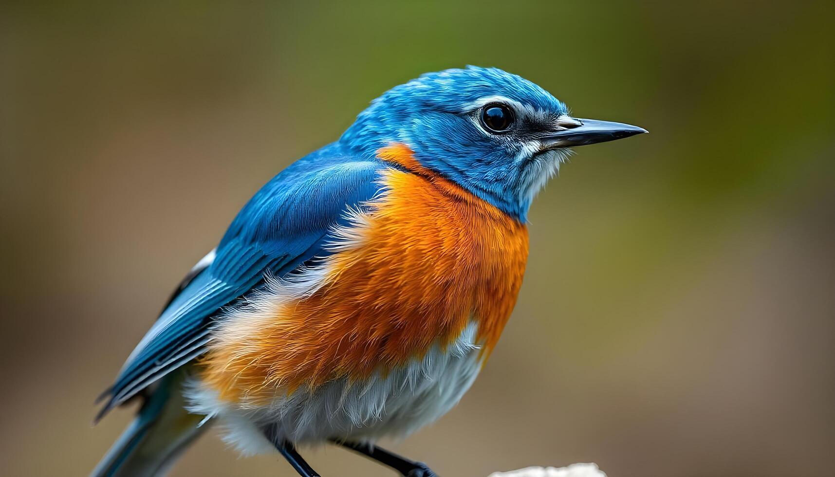 A blue and orange bird is perched on a branch photo