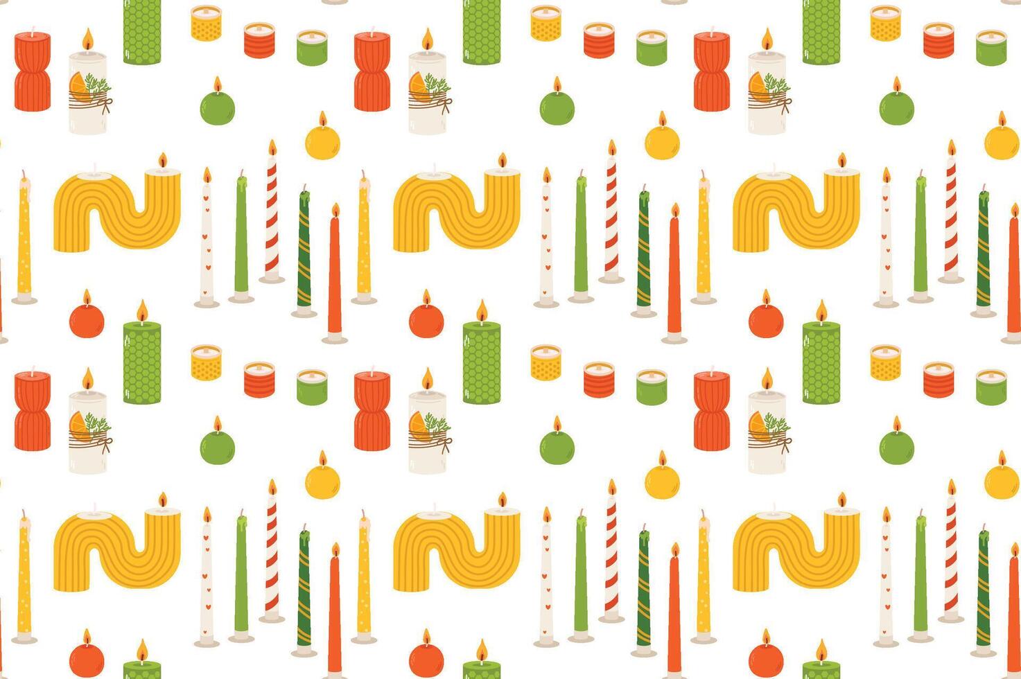 Seamless pattern with candles on a white background. Flat illustration. vector