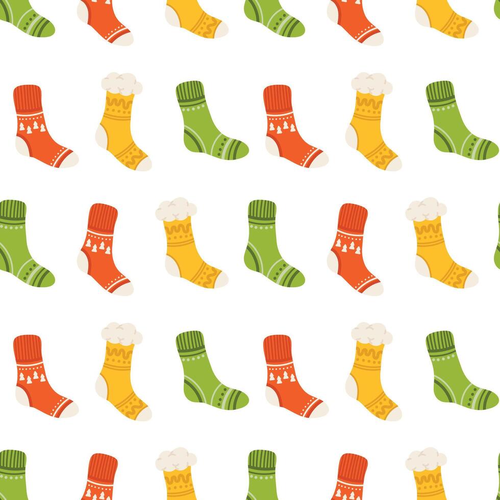 Seamless pattern with Christmas socks. Colorful background. vector