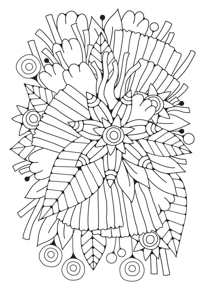 Art line flowers. Black and white background for coloring. Coloring page for children and adults. vector