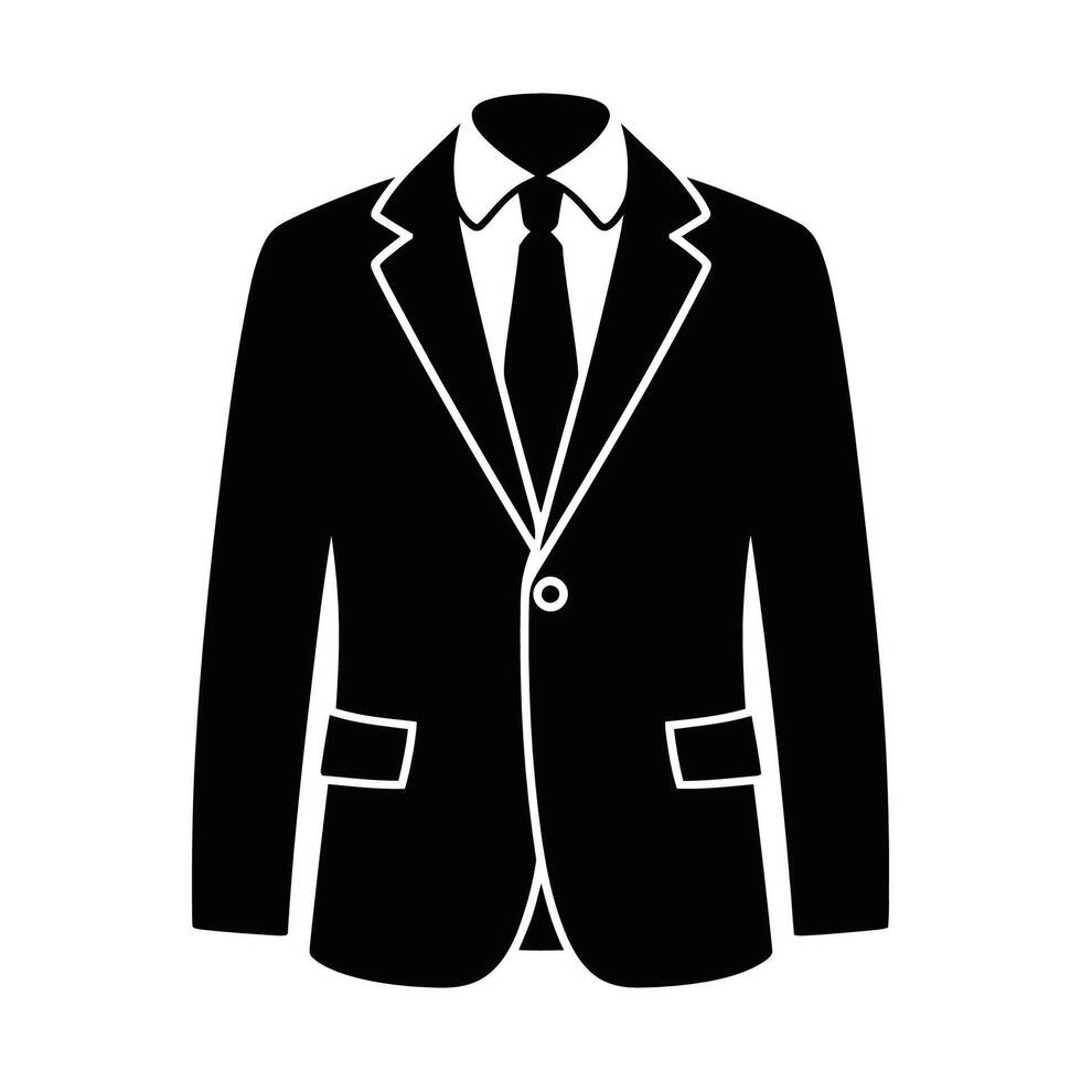 Stylish Suit Jacket with Tie Icon vector
