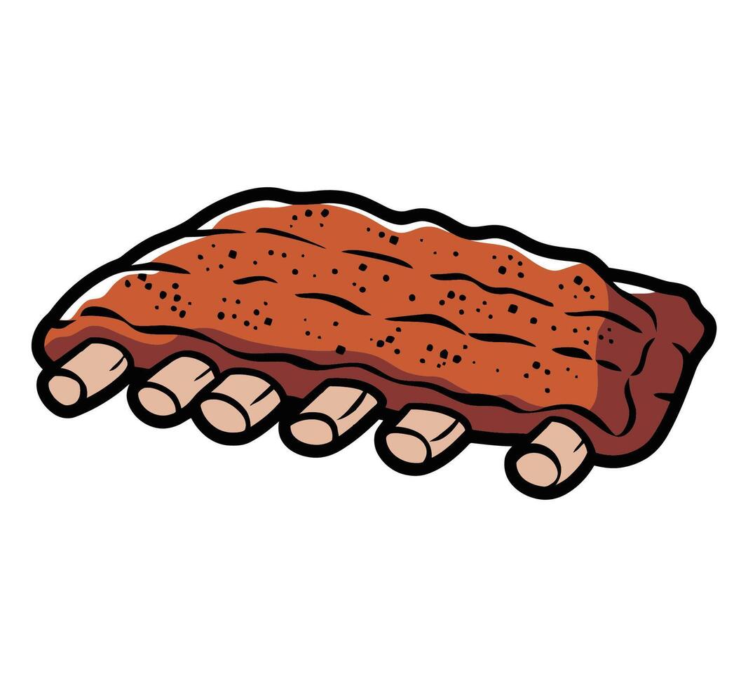 BBQ Rack of Ribs in Cartoon Style vector
