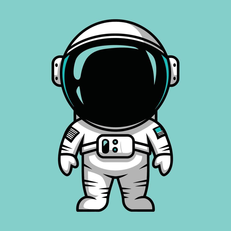 Cartoon Astronaut in Space Suit Illustration vector