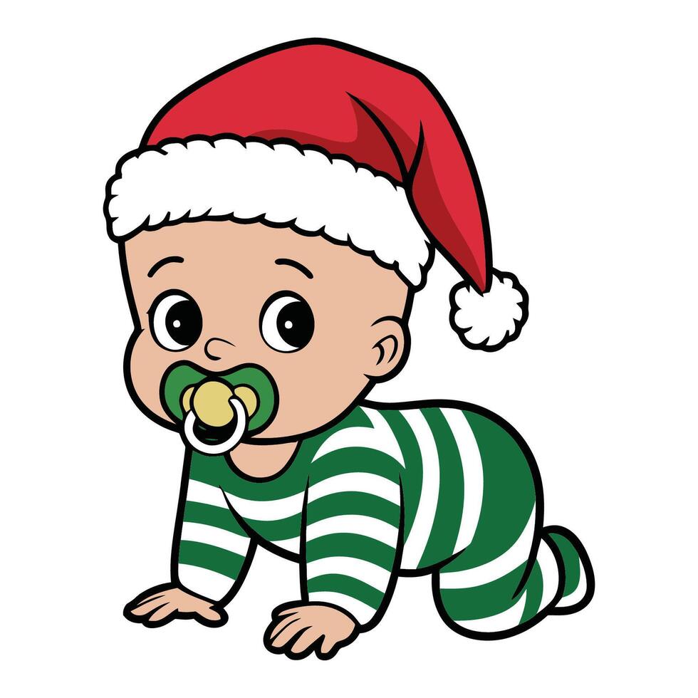 Cute Baby Crawling in Christmas Outfit Illustration vector