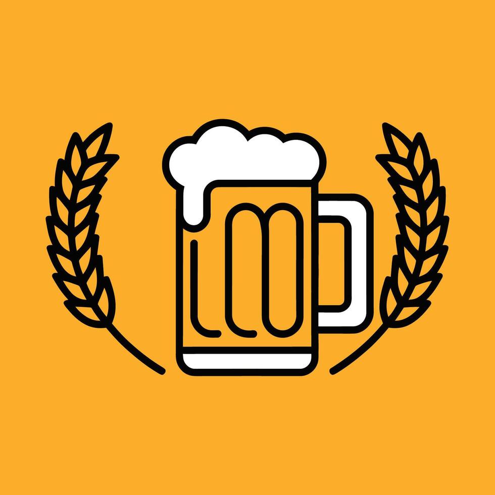 Stylized Beer Mug with Wheat Ears Illustration vector