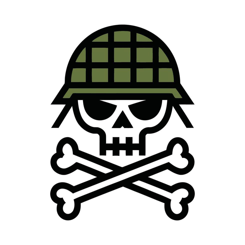Military Skull with Crossbones Helmet Icon vector