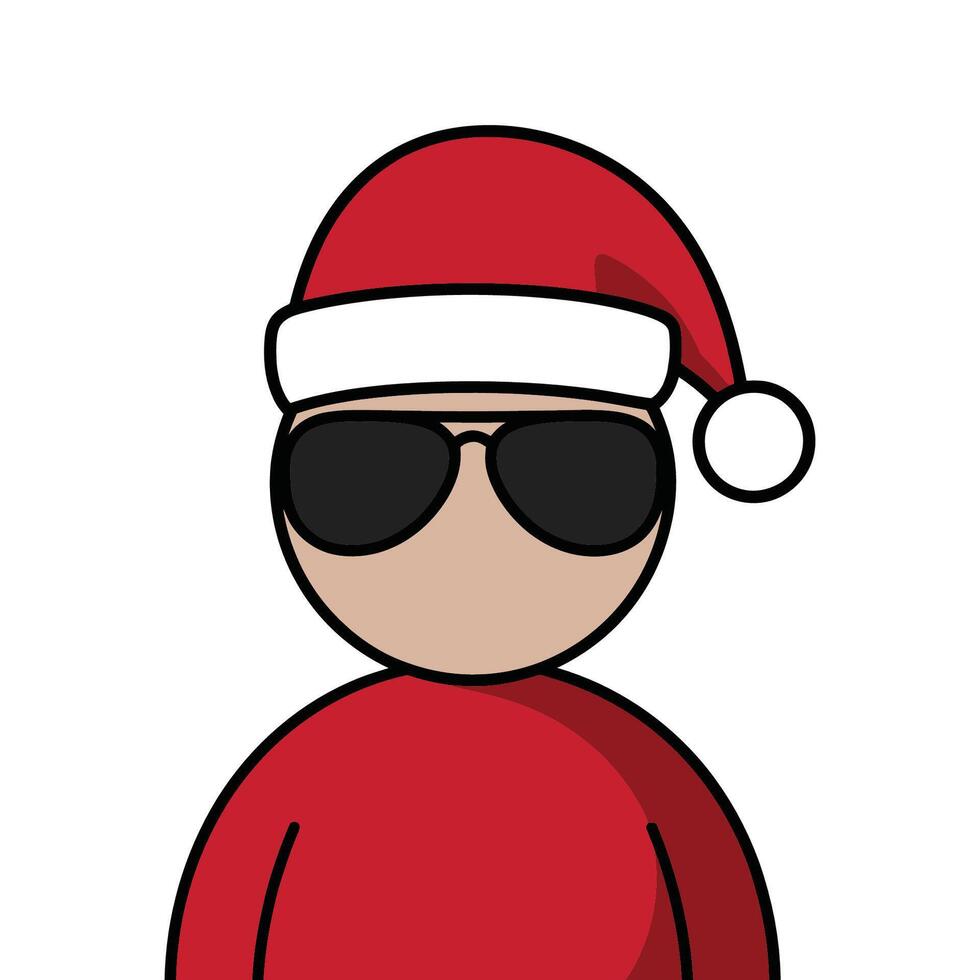 Cool character in Santa hat and sunglasses illustration vector