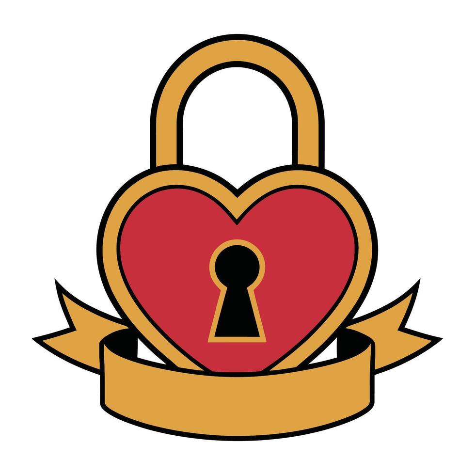 Heart-Shaped Lock with banner Illustration vector