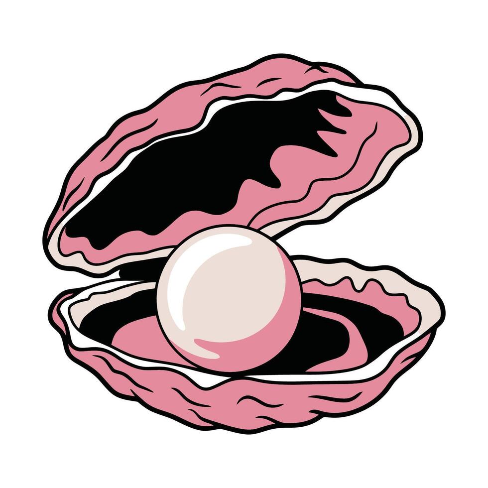 Illustration of Pink Open Oyster with Pearl vector