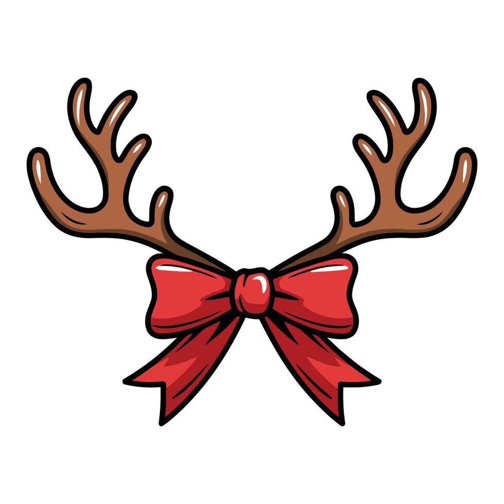Reindeer Antlers with Festive Red Bow Illustration vector