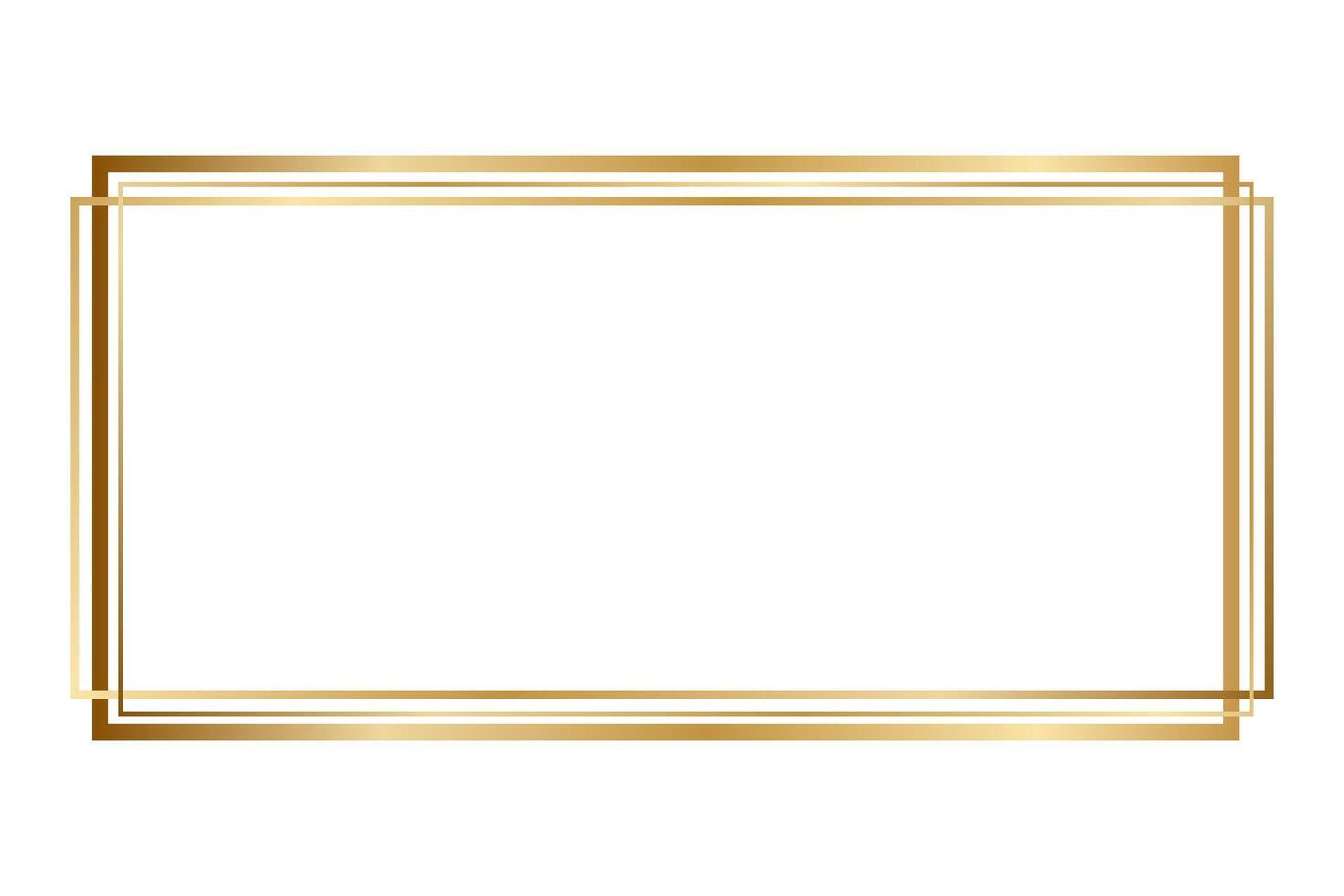 Golden shiny rectangular frame isolated on white background vector