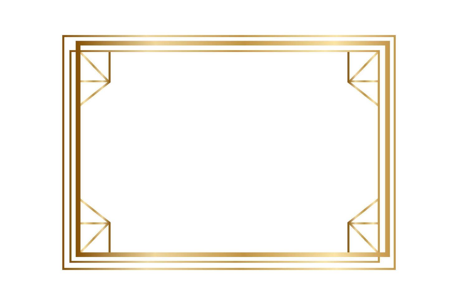 Luxury Golden Retro Rectangle Frame Isolated on White Background vector
