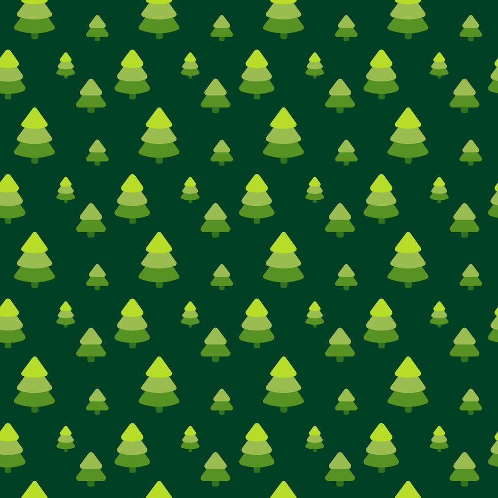 Green Christmas Pattern with Christmas trees for packaging, textile, wrapping paper. vector
