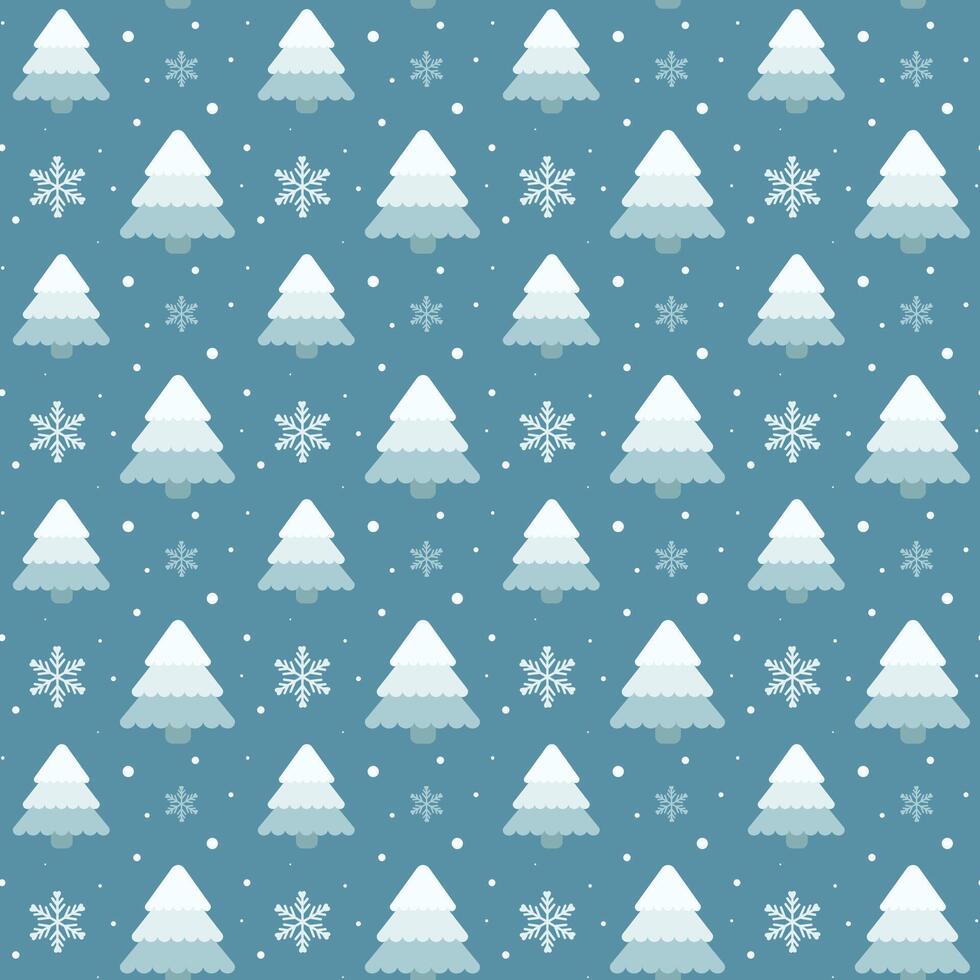 Winter holidays pattern design with Christmas trees and snowflakes for packaging, textile, wrapping paper. vector