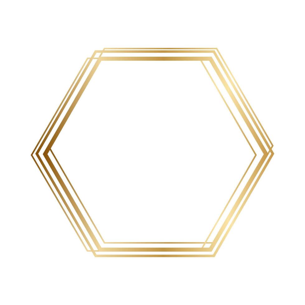 Golden hexagonal frame isolated on white background vector