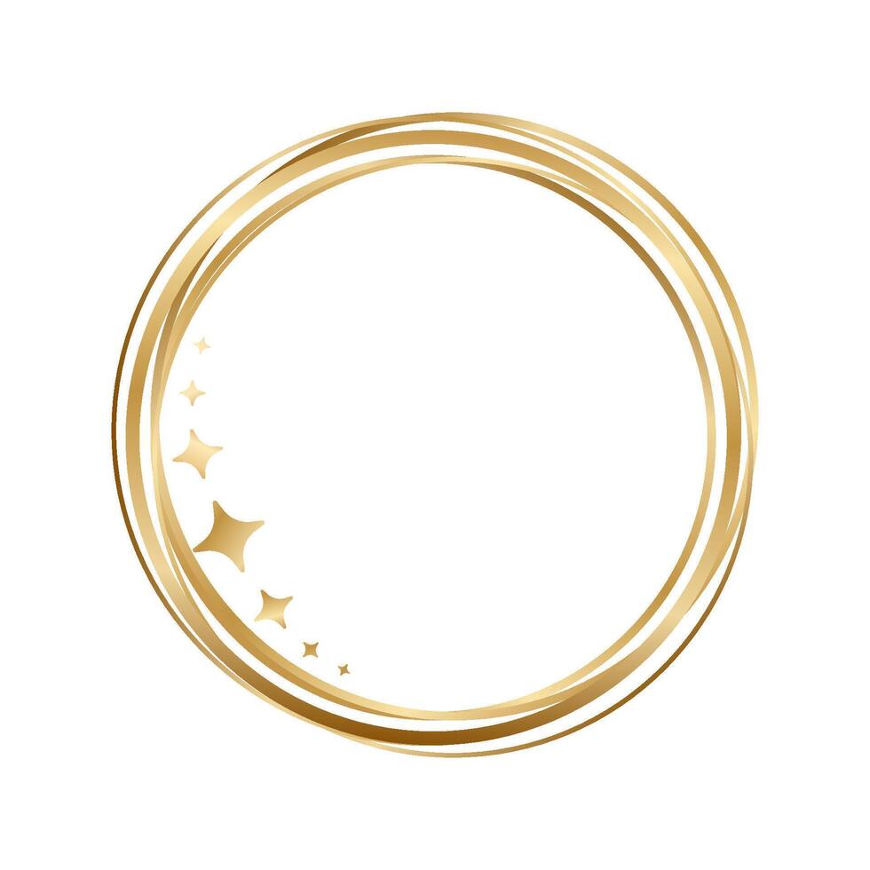 Golden round circle frame with sparkles isolated on white background vector