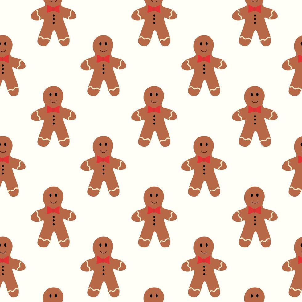 Seamless Pattern with Christmas Gingerbread Cookie Man Character. flat illustration. vector