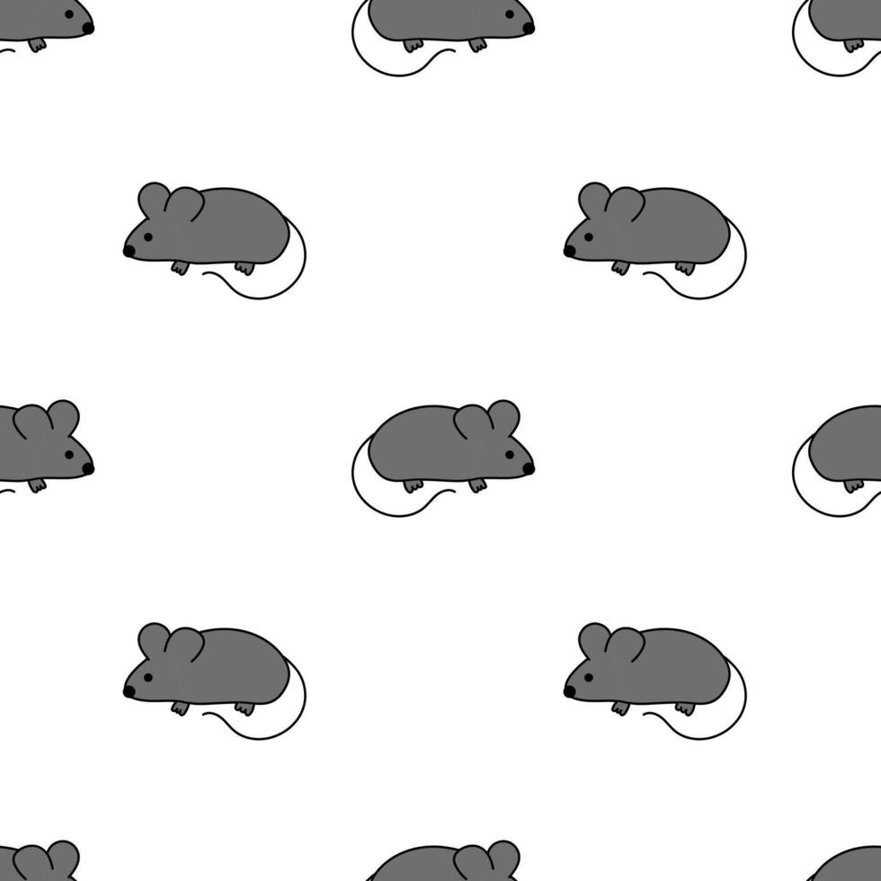 Seamless pattern with Cute mouse. Animal Background. Flat illustration. vector