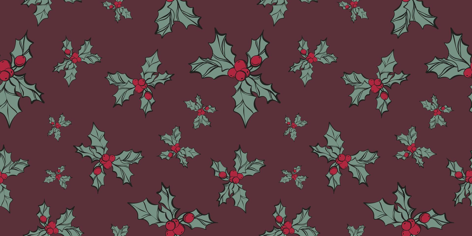Seamless pattern with hand drawn christmas botanicals vector