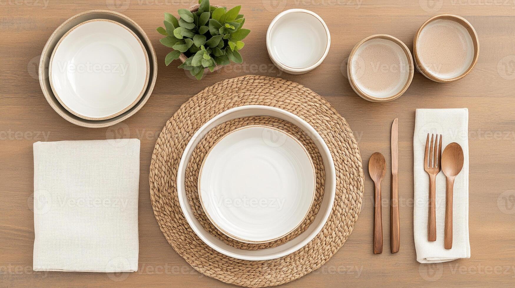 Elegant fall-inspired table setting with warm tones and rustic details for a cozy dining experience photo