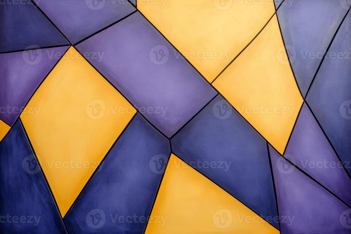 Abstract geometric shapes in mustard yellow, navy blue, and lavender on a soft gradient background photo