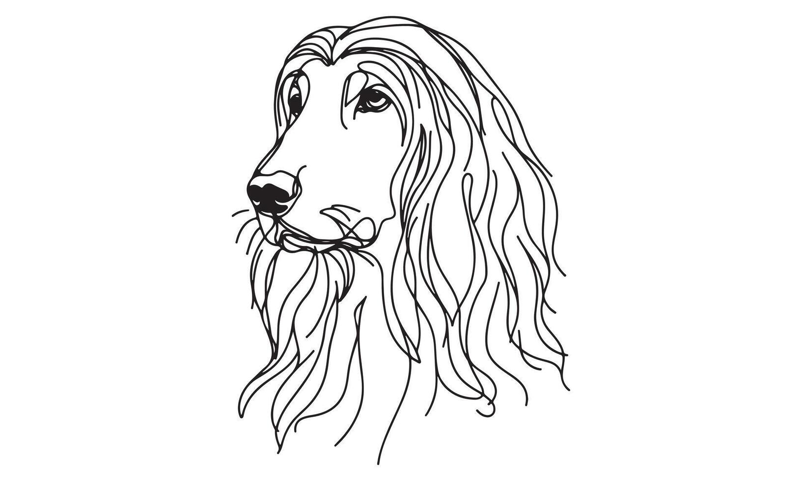 A drawing of a dog with long hair vector
