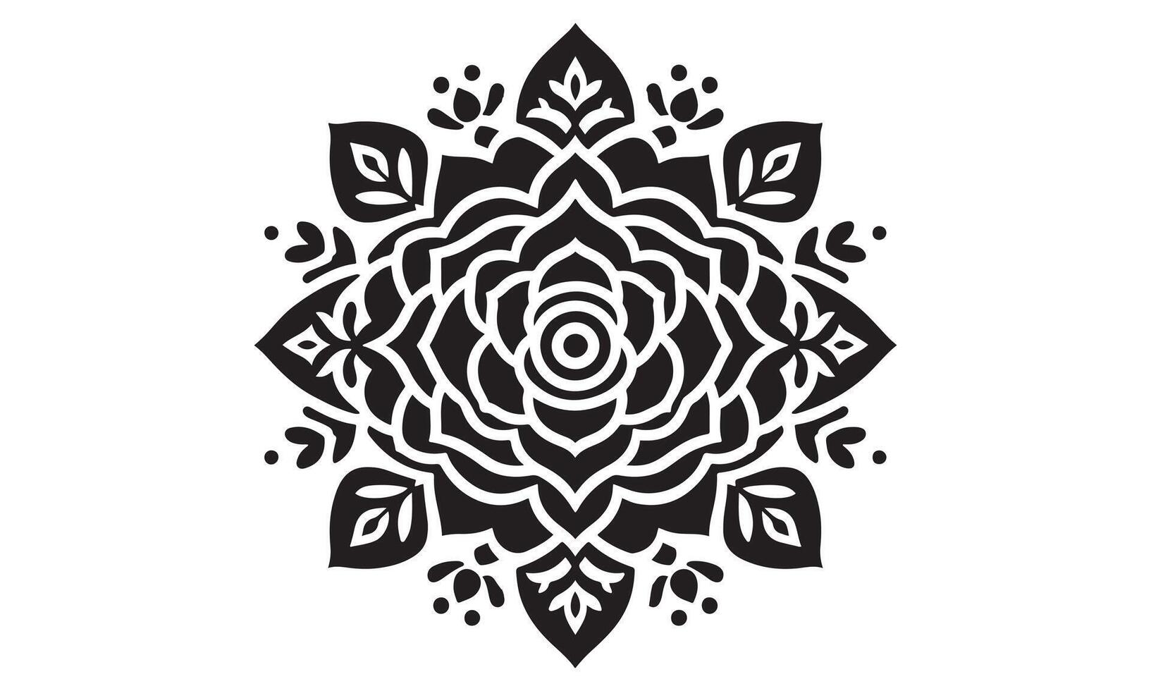 A black and white design with a flower in the center vector