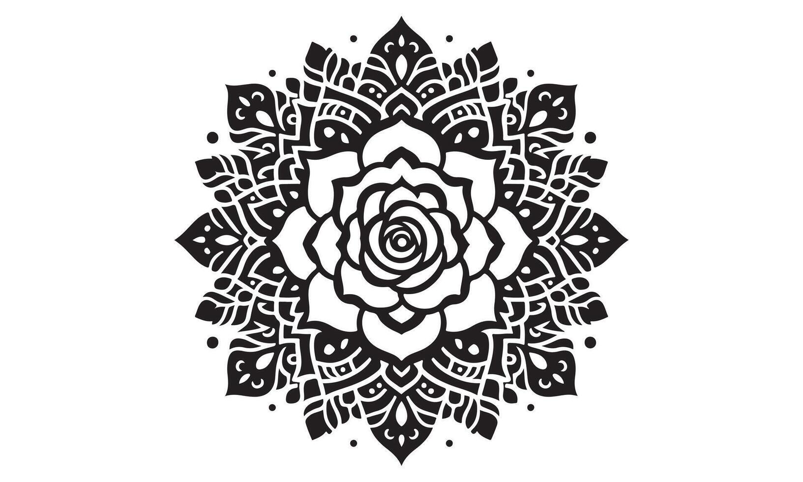 A black and white flower design with a large flower vector