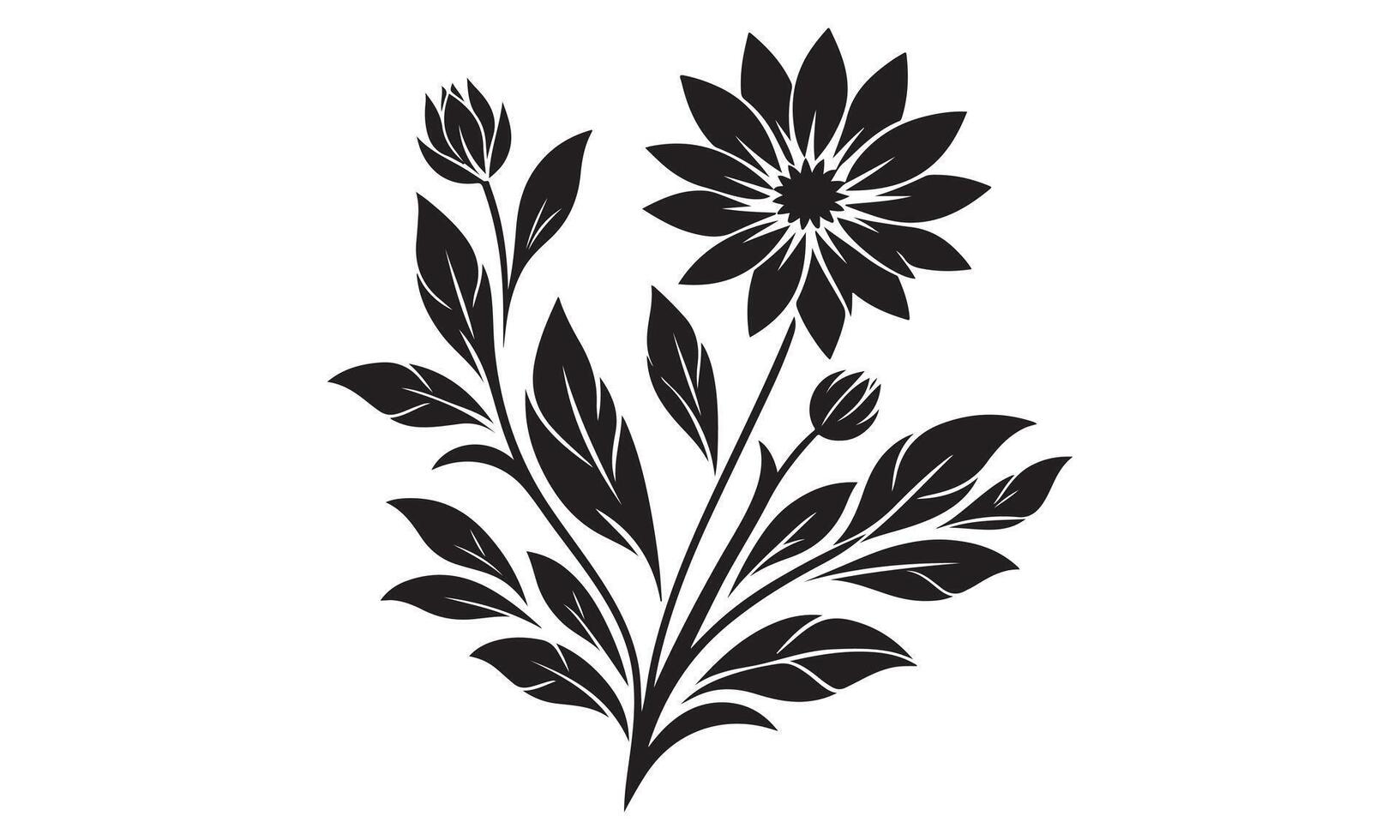 A black and white flower design on a white background vector