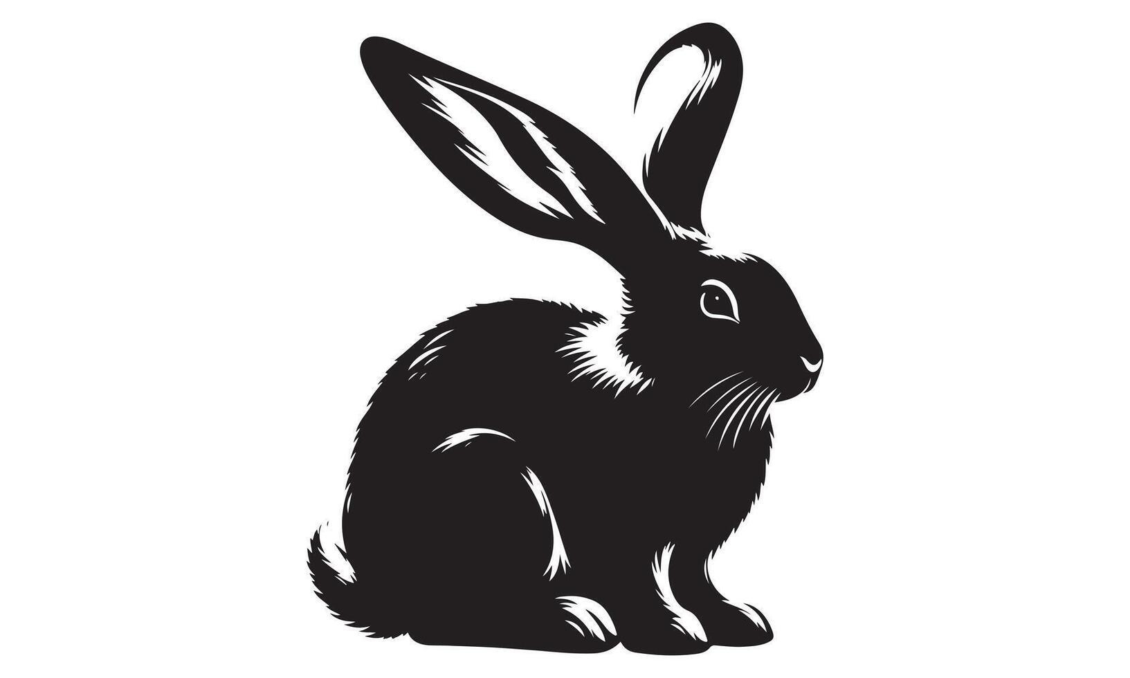 Black and white silhouette of a rabbit vector