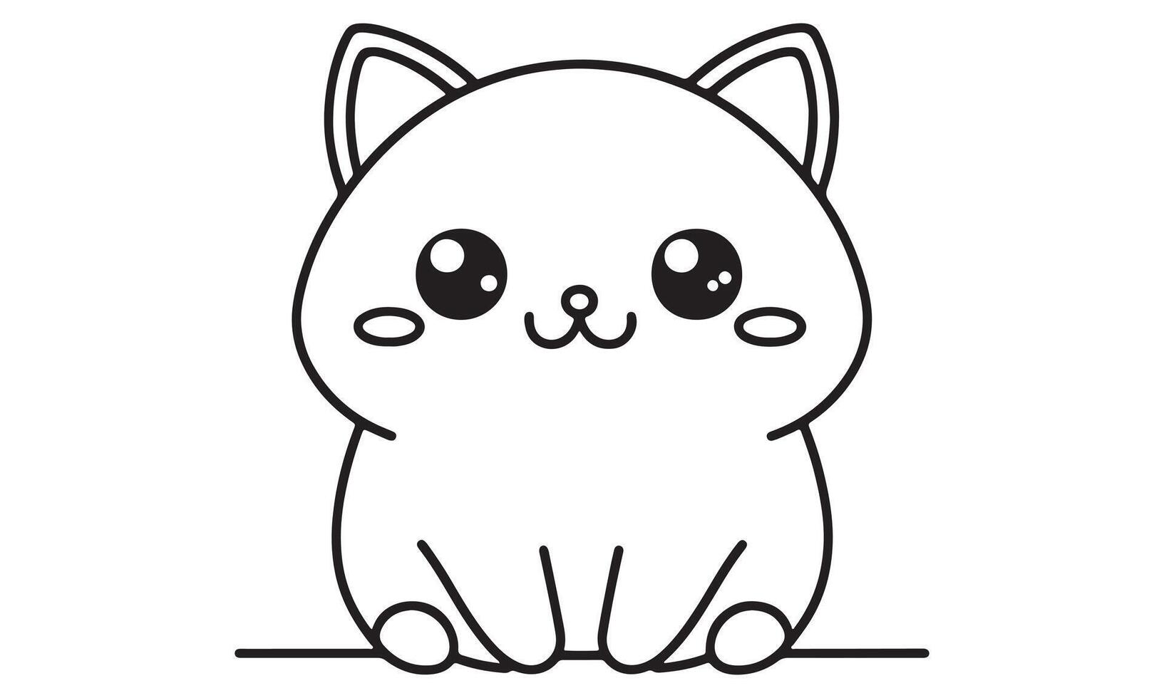 A black and white drawing of a cat vector