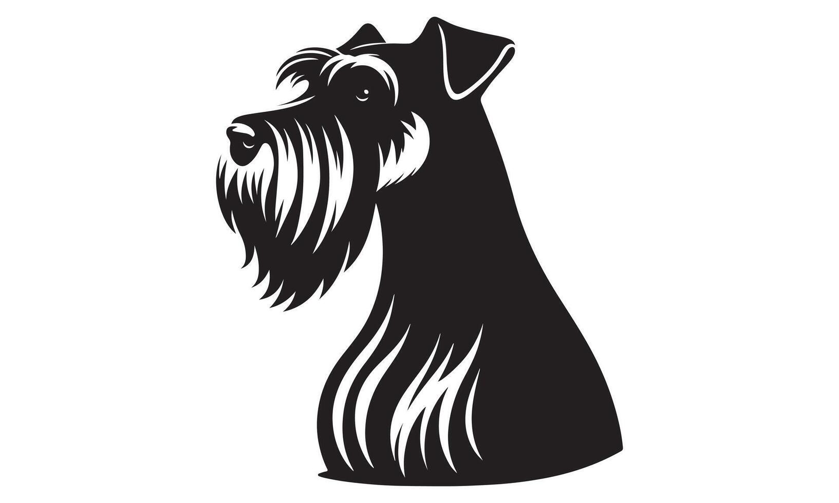 A black and white illustration of a schnauzer dog vector