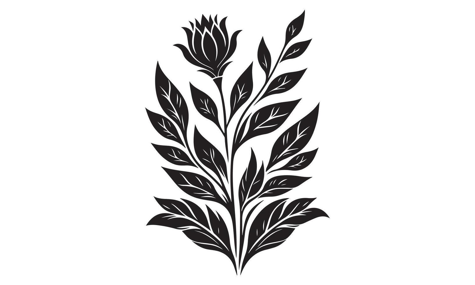 A black and white drawing of a flower vector
