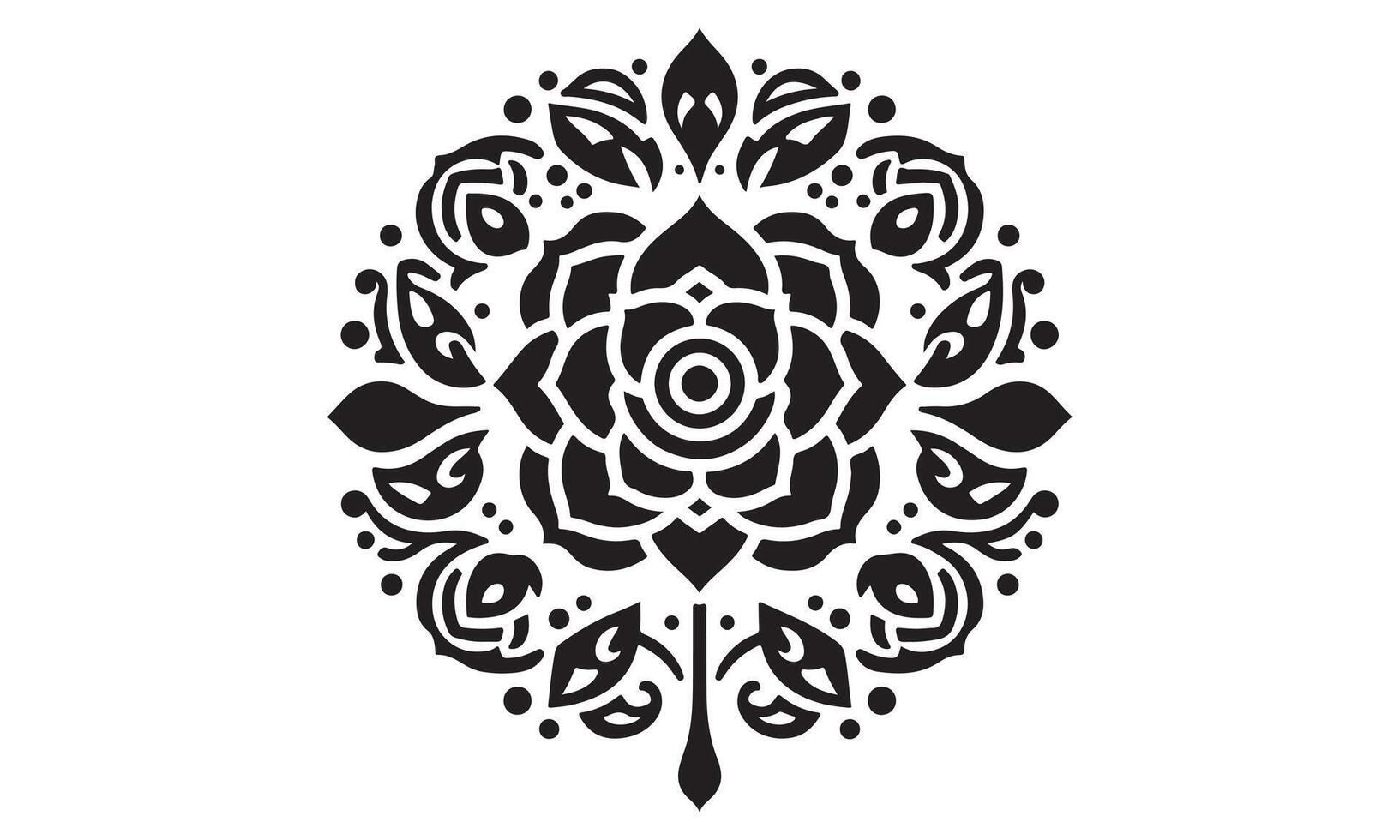 A black and white design with a flower in the center vector