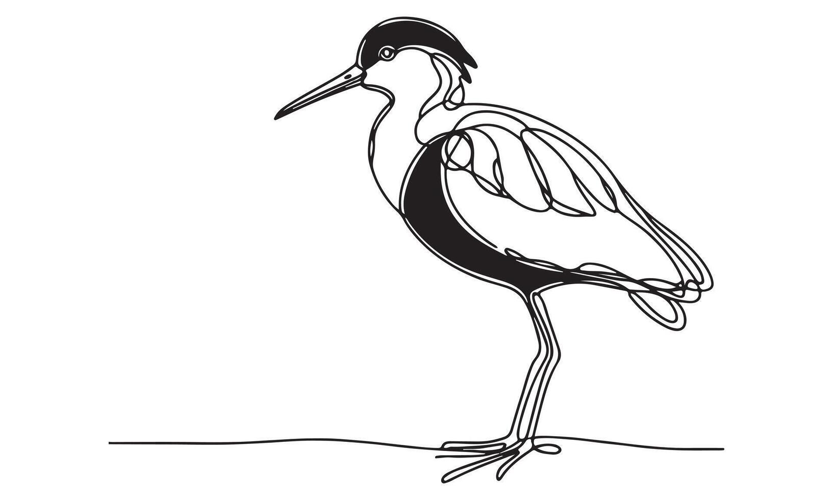 A drawing of a bird with long legs vector