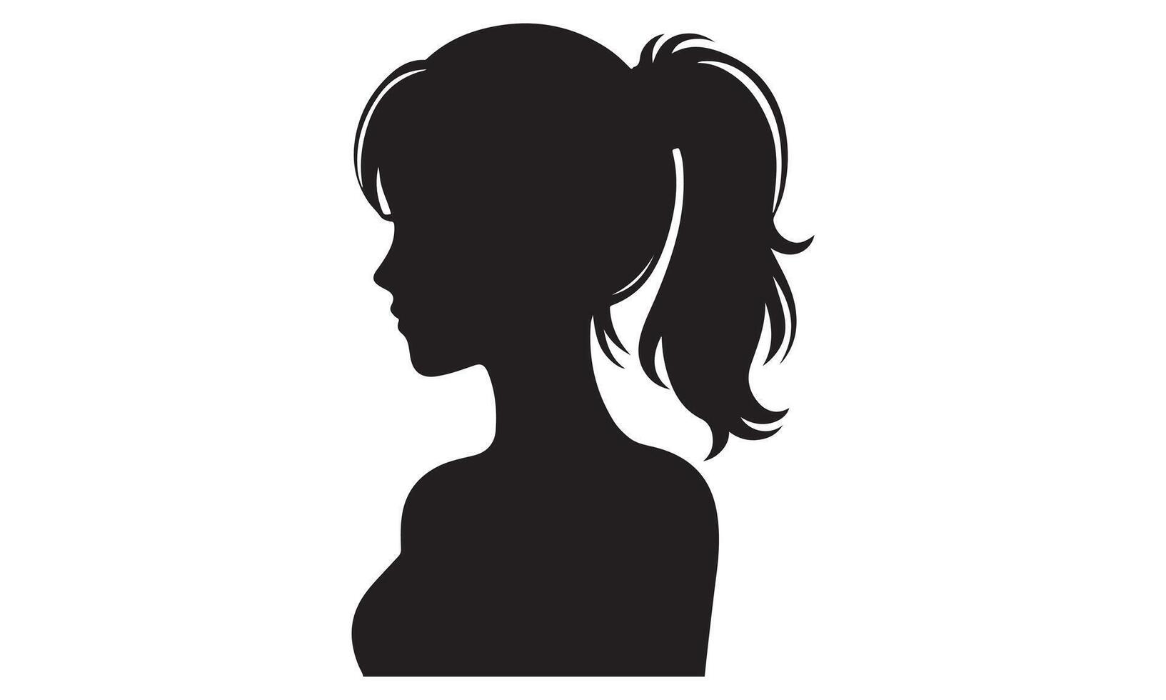 Silhouette of a woman's head with ponytail vector