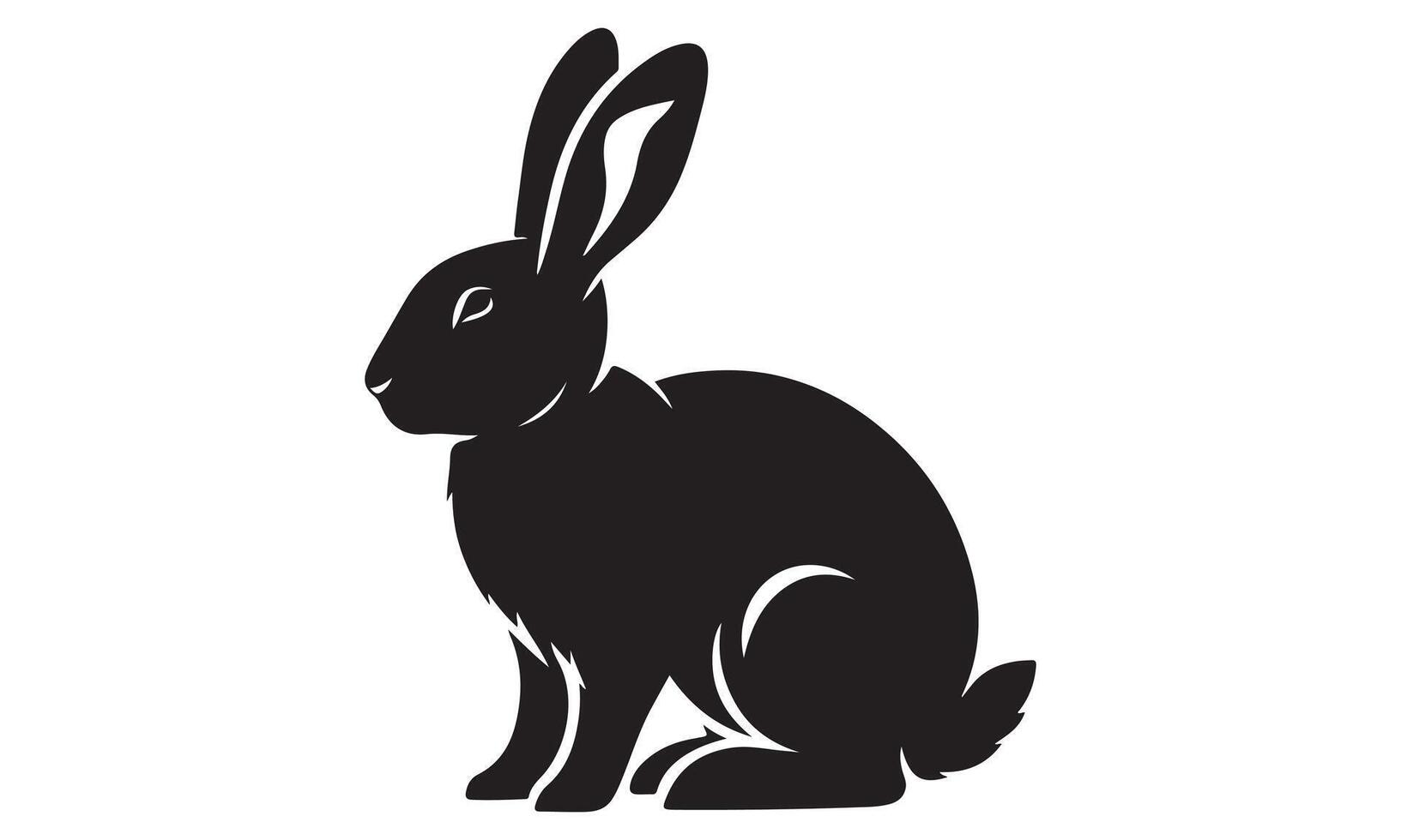 A black and white silhouette of a rabbit vector