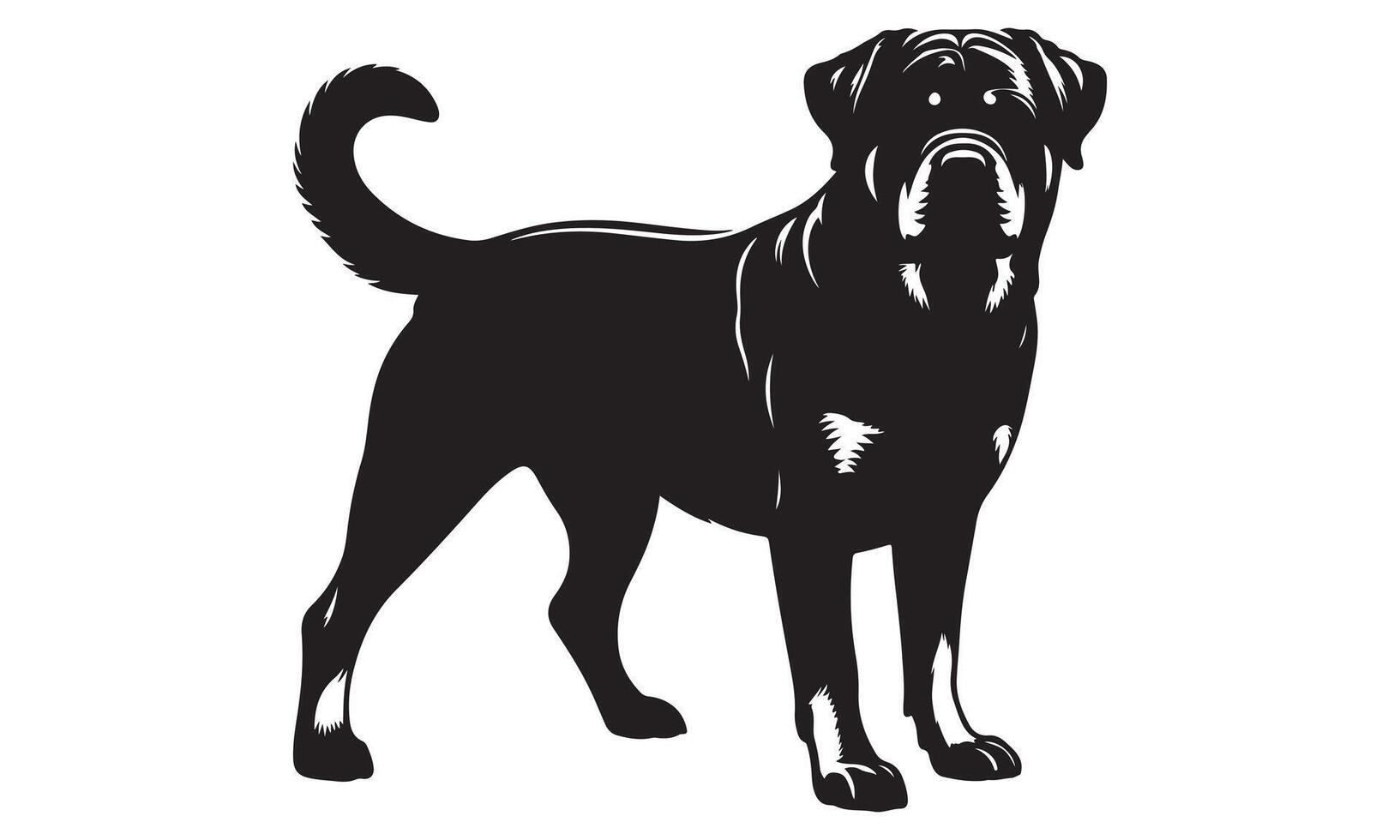 A black and white dog silhouette on a white background vector