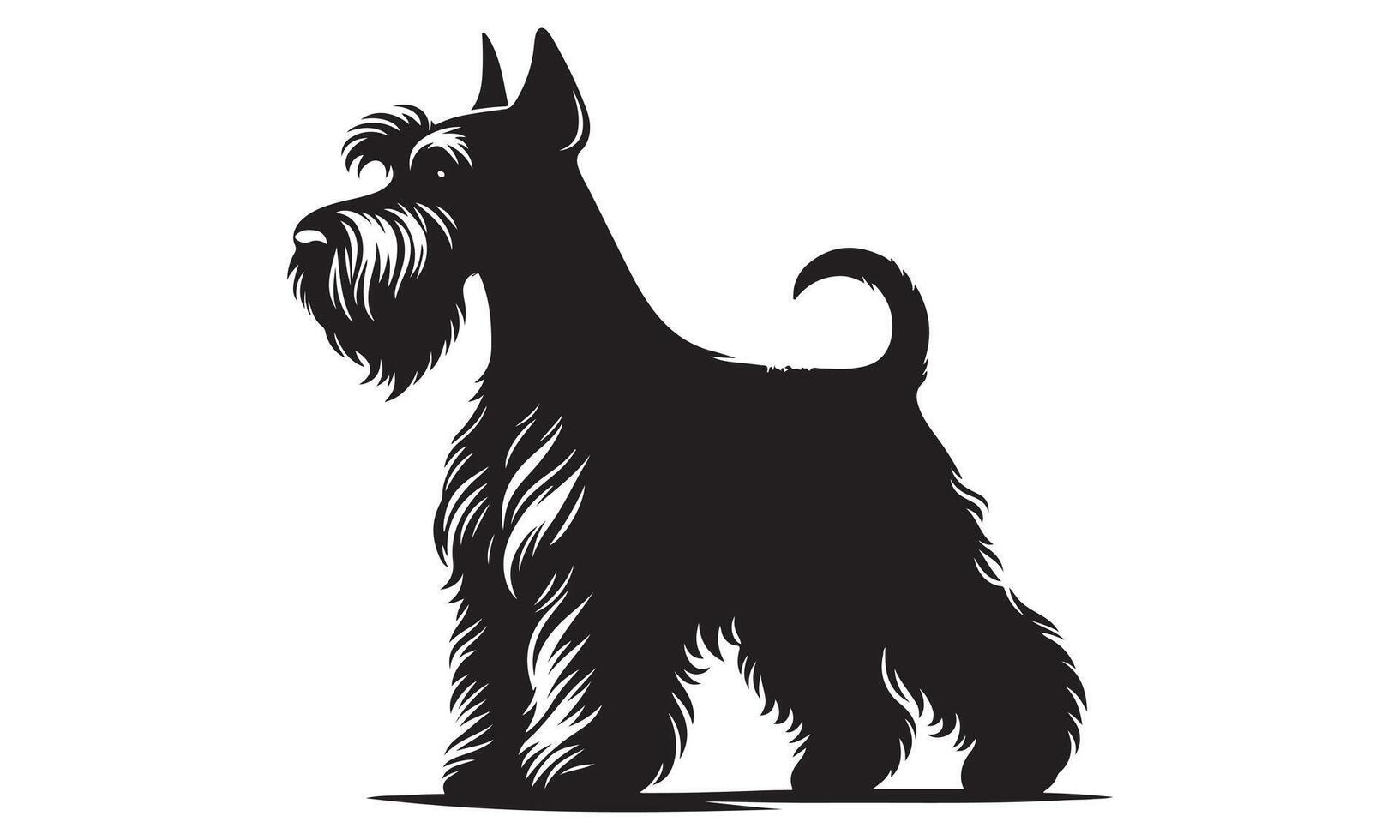 A black and white illustration of a scottish terrier vector