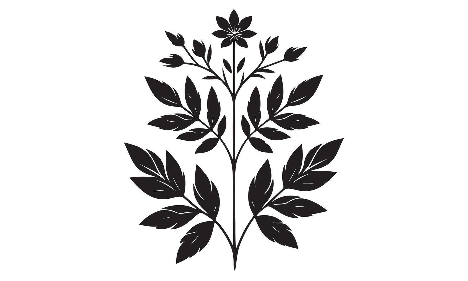 A black and white illustration of a flower vector