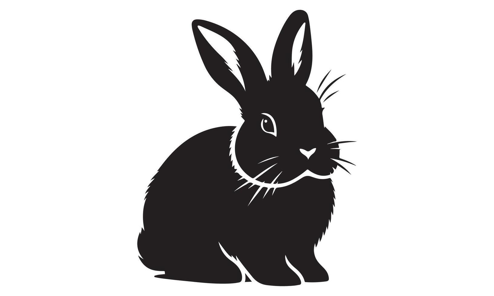 A black and white silhouette of a rabbit vector