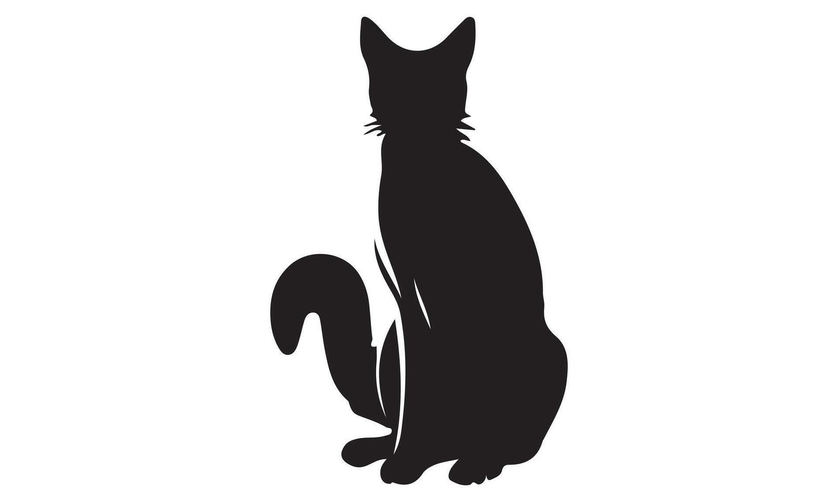 A black silhouette of a cat sitting down vector