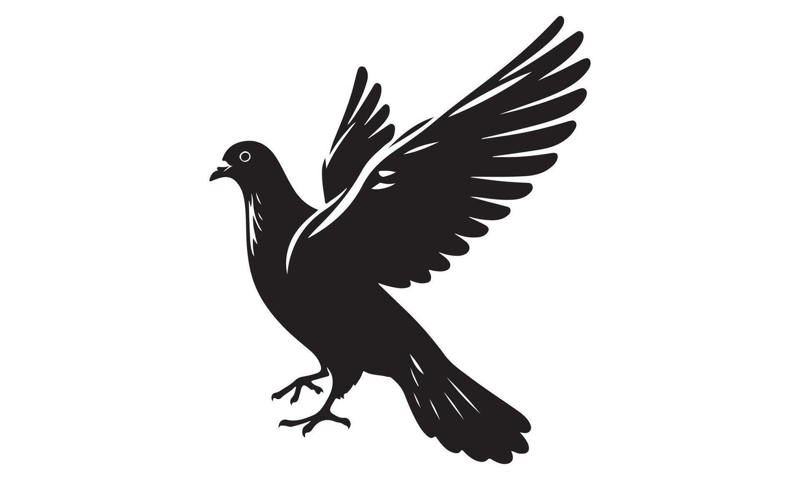A black and white silhouette of a pigeon vector