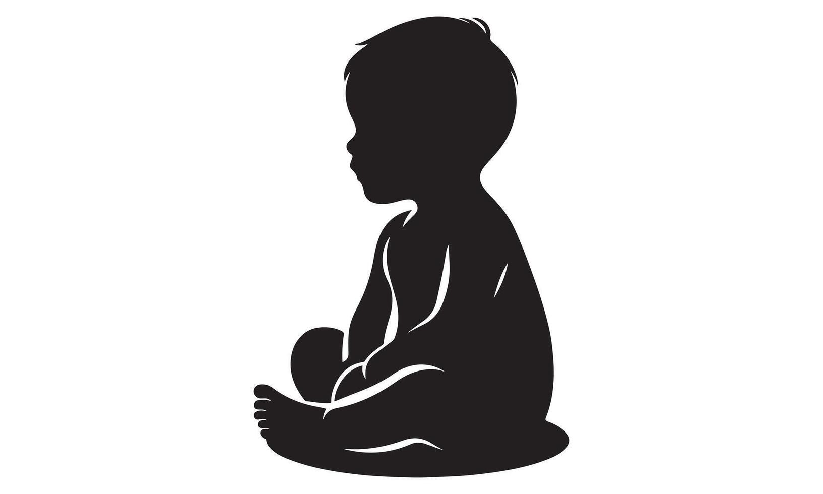 Silhouette of a baby sitting on the floor vector