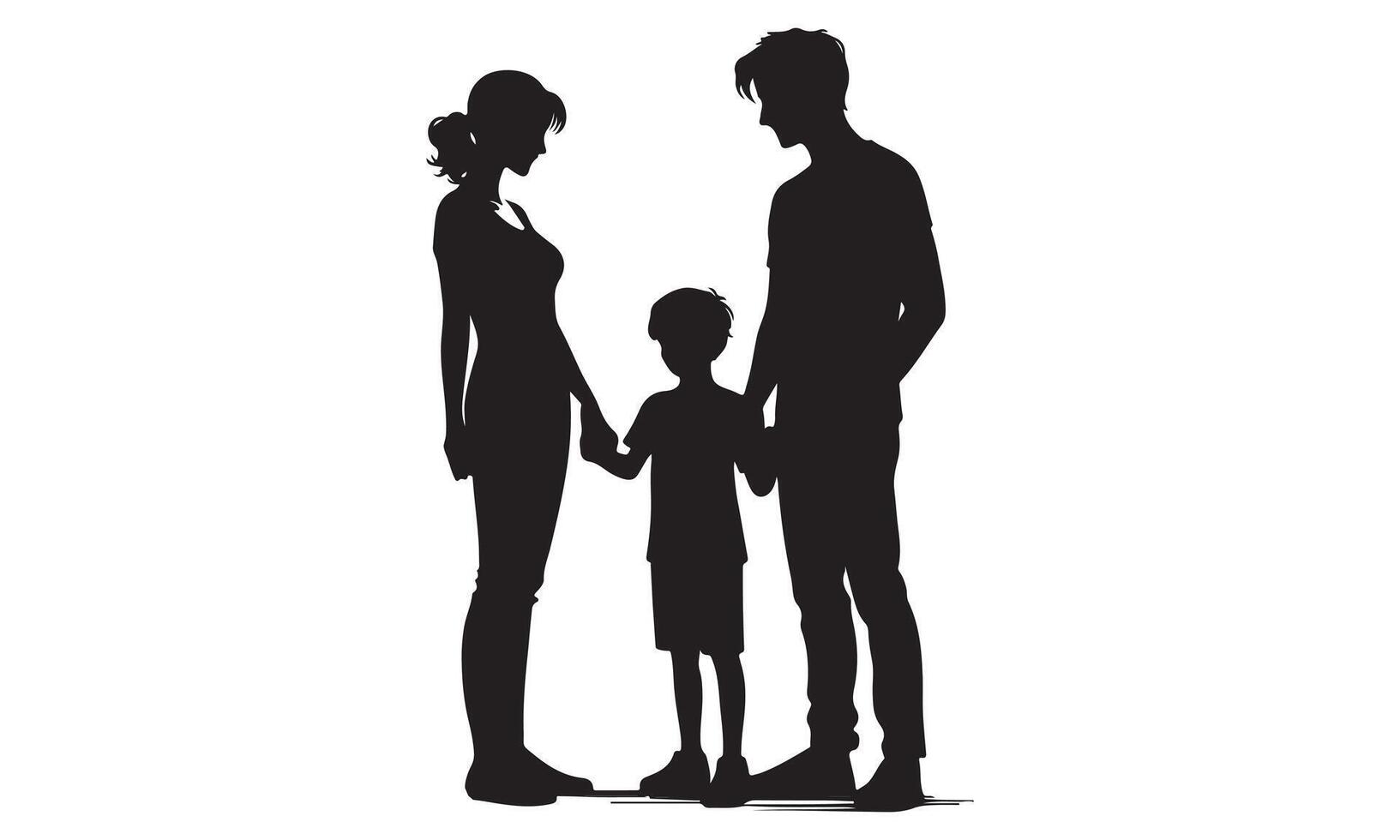 Silhouette of a family holding hands vector