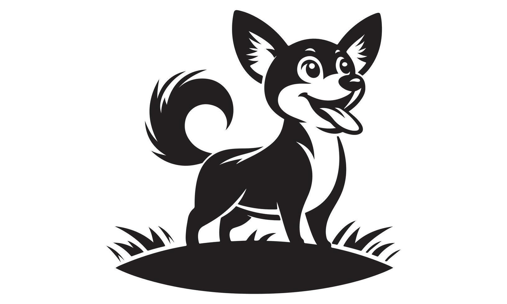 A black and white dog logo with a smile vector