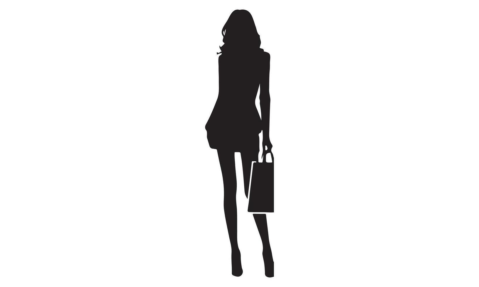 Silhouette of a woman with a shopping bag vector
