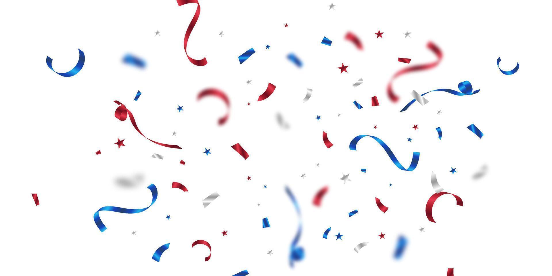 Celebration background with beautiful blue and red confetti vector