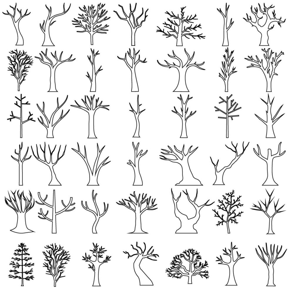 Bare tree icon set. Tree illustration sign collection. Autumn symbol or logo. vector